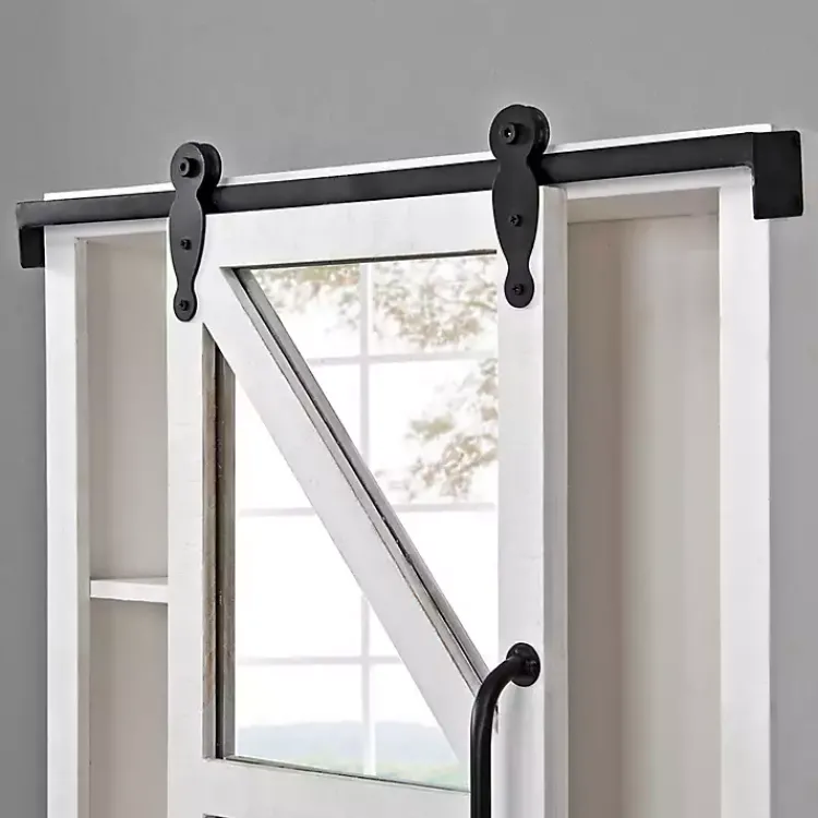 Decorative Mirrors-Kirklands Home washed Sliding Barn Door Wall Cabinet White