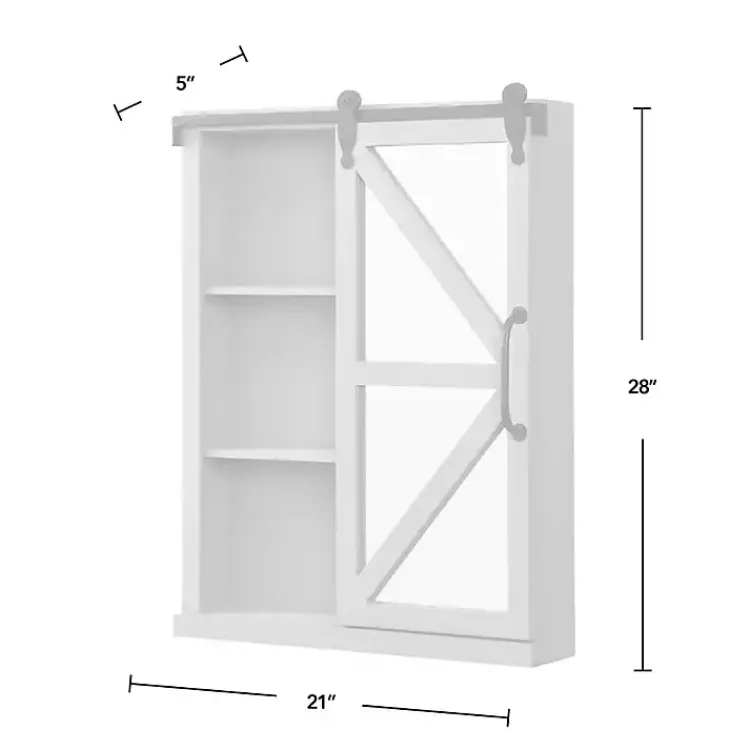 Decorative Mirrors-Kirklands Home washed Sliding Barn Door Wall Cabinet White