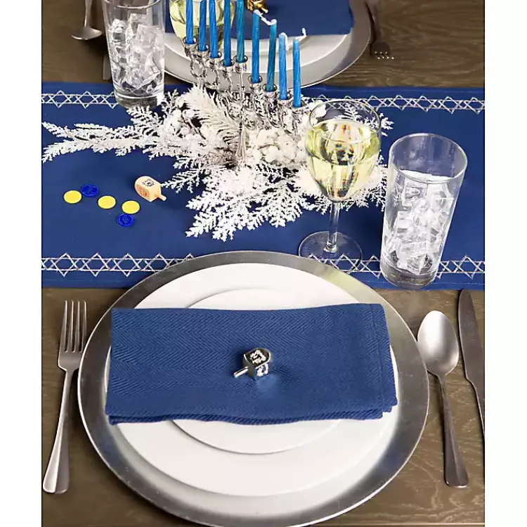 Table Linens-Kirklands Home Blue Star of David Hanukkah Table Runner