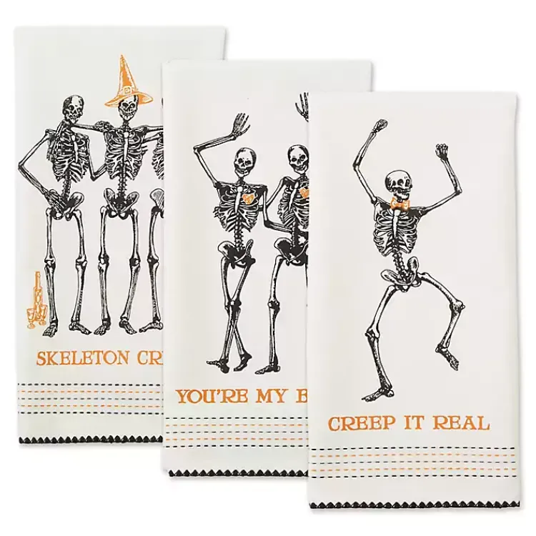 Kitchen Accessories-Kirklands Home Skeletons Printed Assorted Dishtowels, Set of 3