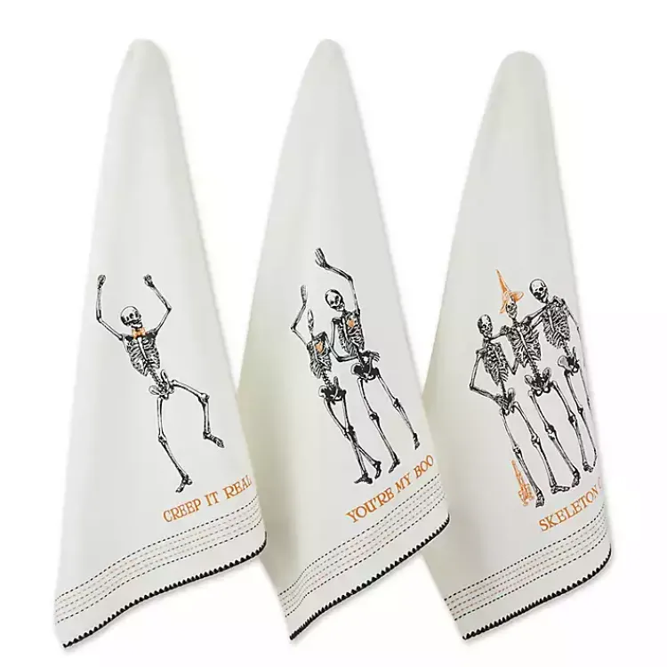 Kitchen Accessories-Kirklands Home Skeletons Printed Assorted Dishtowels, Set of 3