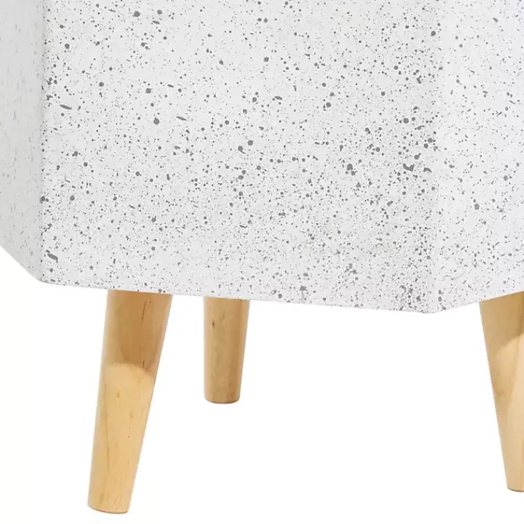 Planters-Kirklands Home Speckled Planters with Wooden Legs, Set of 2 White