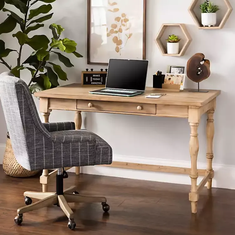 Office Furniture-Kirklands Home Diane Spindle Leg Blond Wood Desk