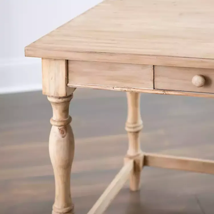 Office Furniture-Kirklands Home Diane Spindle Leg Blond Wood Desk