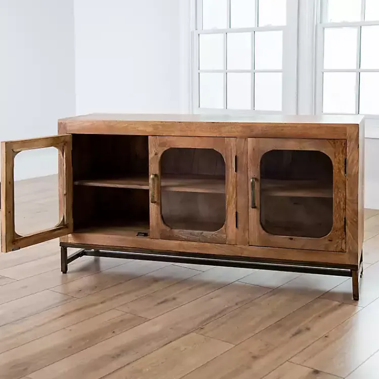 Tv Stands & Media Consoles-Kirklands Home Manu Mango Wood Media Cabinet Brown