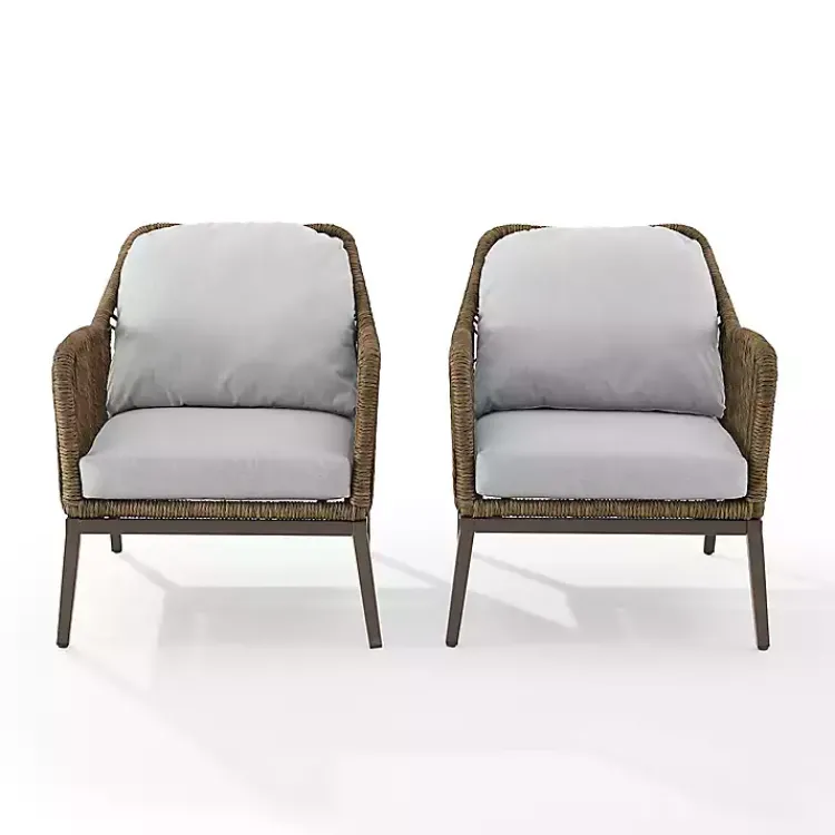 Outdoor Seating-Kirklands Home Metal Rope Outdoor Chairs with Cushions, Set of 2