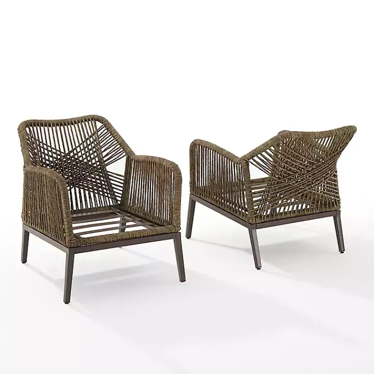 Outdoor Seating-Kirklands Home Metal Rope Outdoor Chairs with Cushions, Set of 2