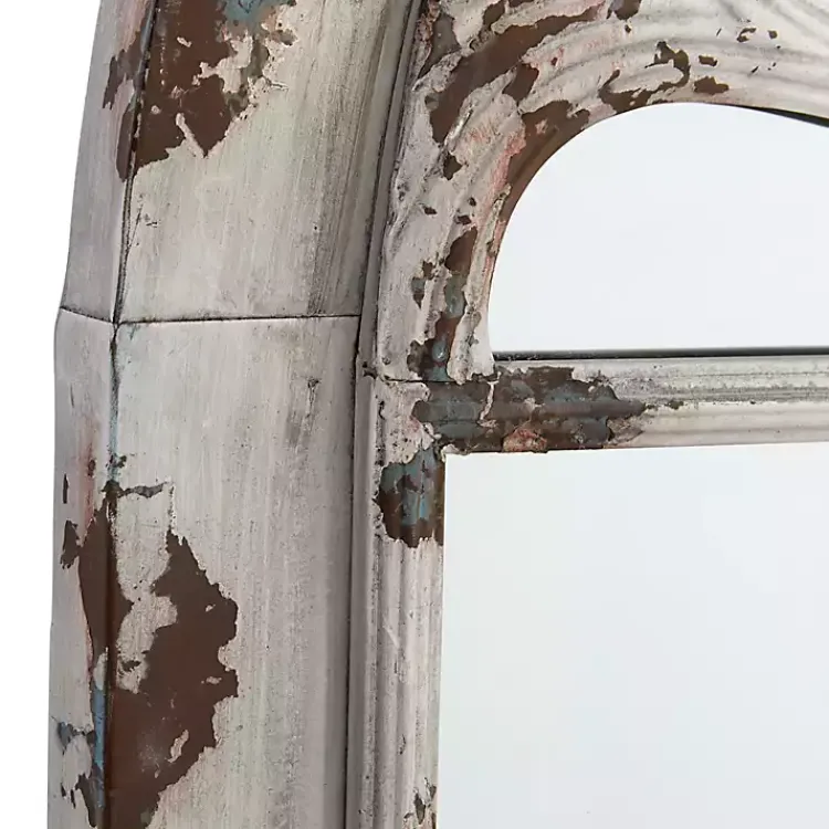 Decorative Mirrors-Kirklands Home White Brown Rustic Window Iron Frame Wall Mirror