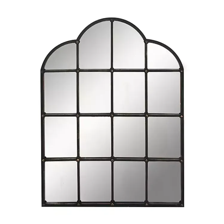 Decorative Mirrors-Kirklands Home Dark Crown Frame Windowpane Mirror