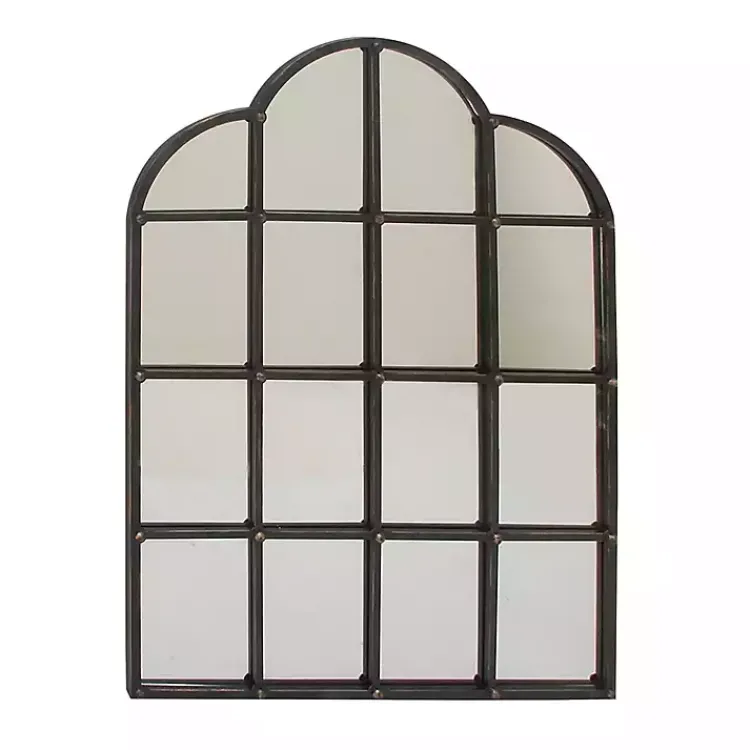 Decorative Mirrors-Kirklands Home Dark Crown Frame Windowpane Mirror