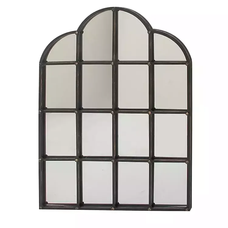 Decorative Mirrors-Kirklands Home Dark Crown Frame Windowpane Mirror