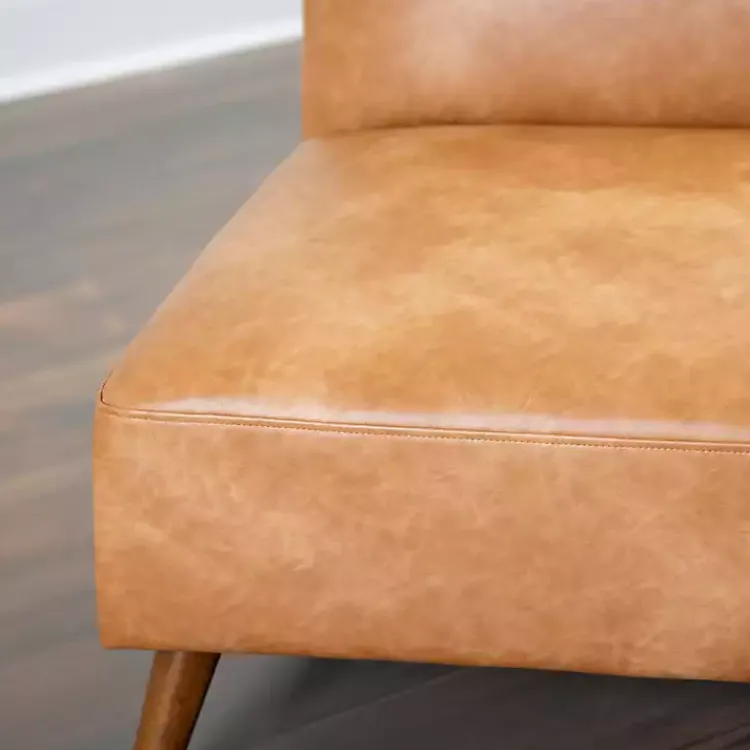 Accent Chairs-Kirklands Home Cognac Faux Leather Accent Chair Tan