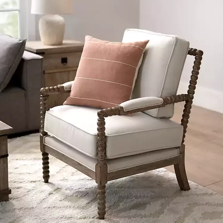 Accent Chairs-Kirklands Home Spencer Spindle Armchair Ivory