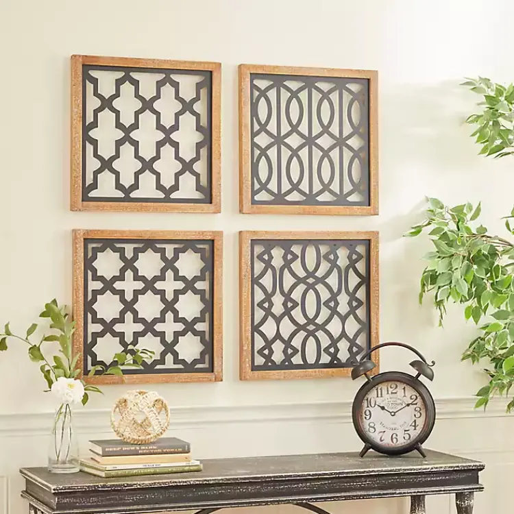 Wall Plaques-Kirklands Home Framed Matte Black Metal Wall Plaques, Set of 4