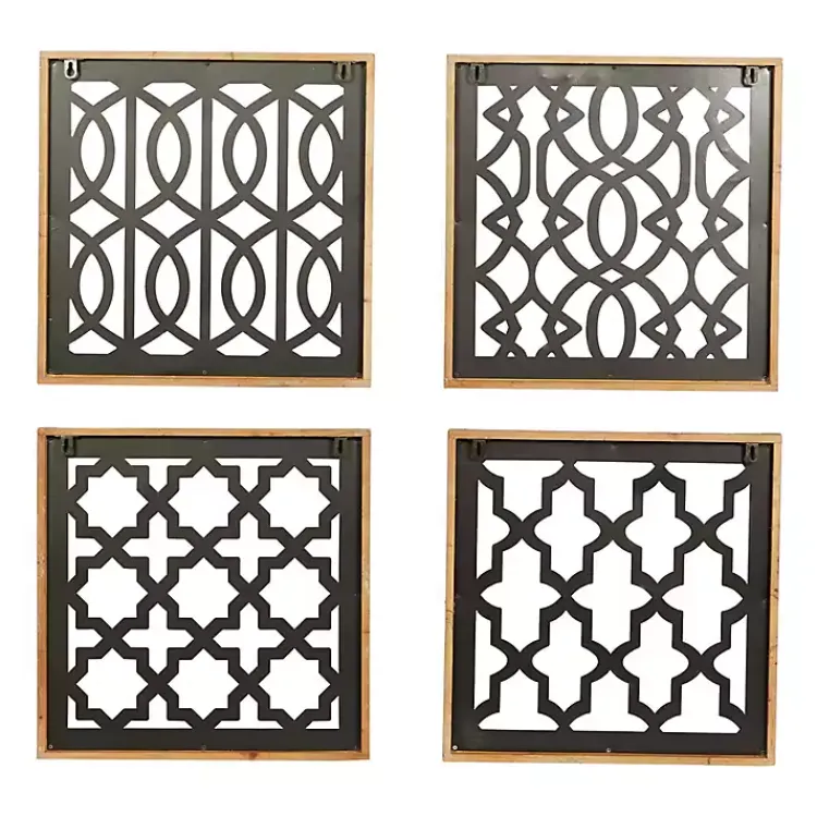 Wall Plaques-Kirklands Home Framed Matte Black Metal Wall Plaques, Set of 4