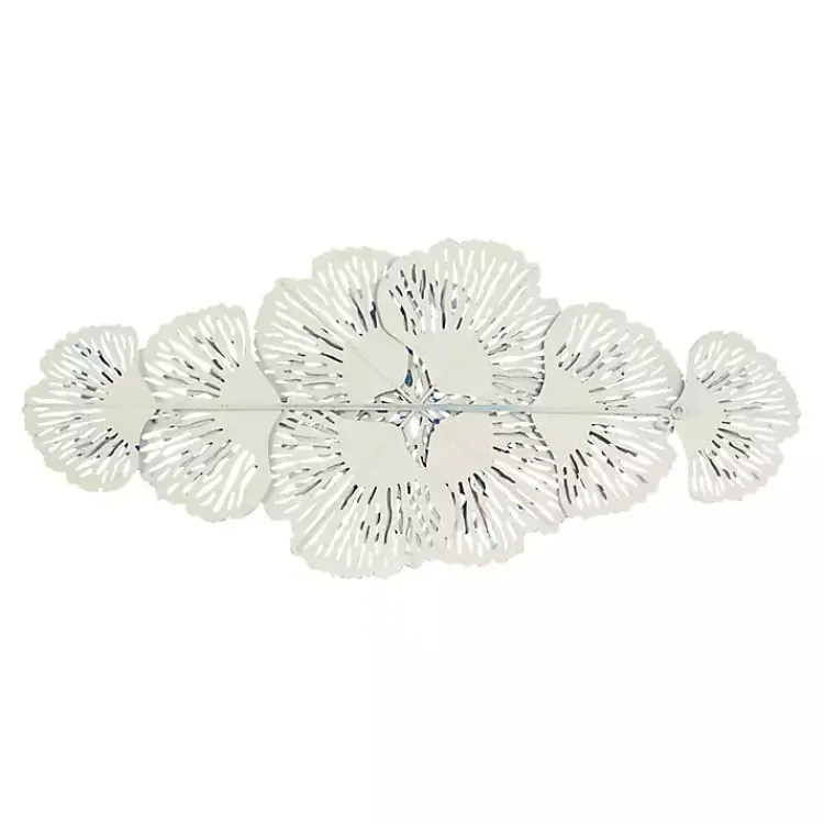 Wall Plaques-Kirklands Home Matte and White Flowers Metal Wall Plaque Blue
