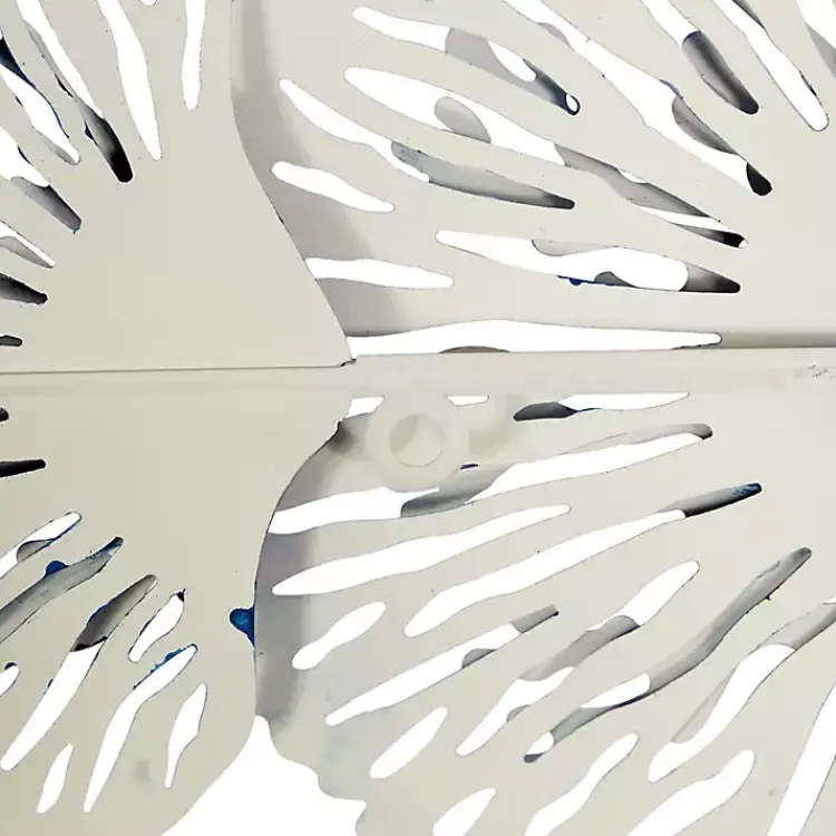 Wall Plaques-Kirklands Home Matte and White Flowers Metal Wall Plaque Blue