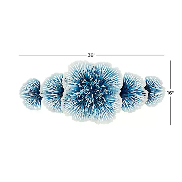 Wall Plaques-Kirklands Home Matte and White Flowers Metal Wall Plaque Blue