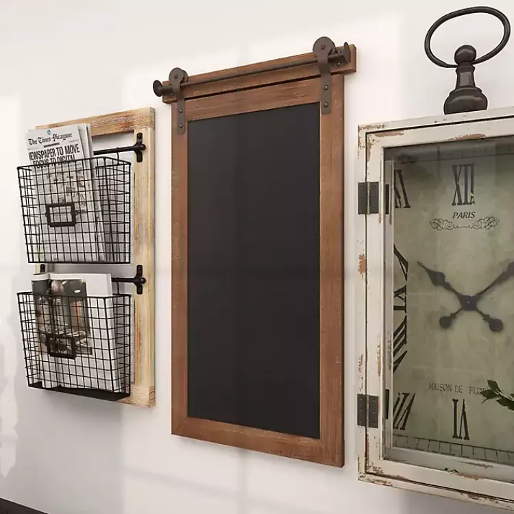 Wall Storage-Kirklands Home Long Wood and Metal Frame Chalkboard