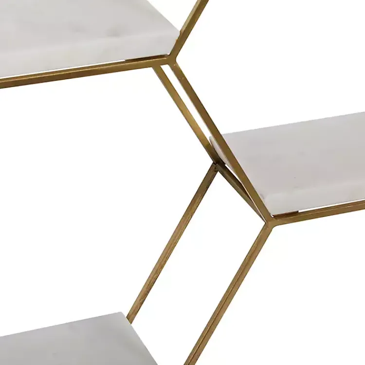 Shelves-Kirklands Home Frame Marble Honeycomb Wall Shelf Gold