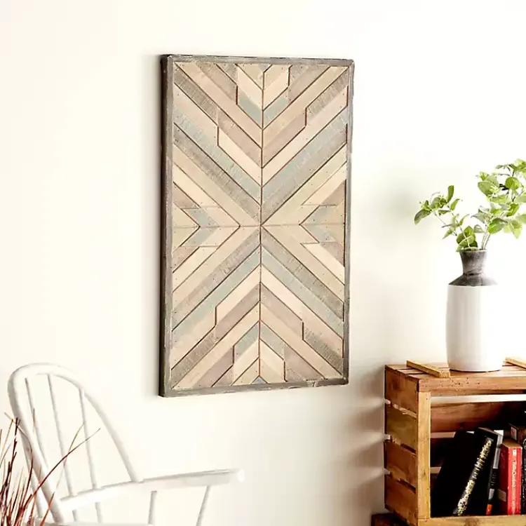 Wall Plaques-Kirklands Home Multicolor Criss Cross Chevron Wood Wall Plaque