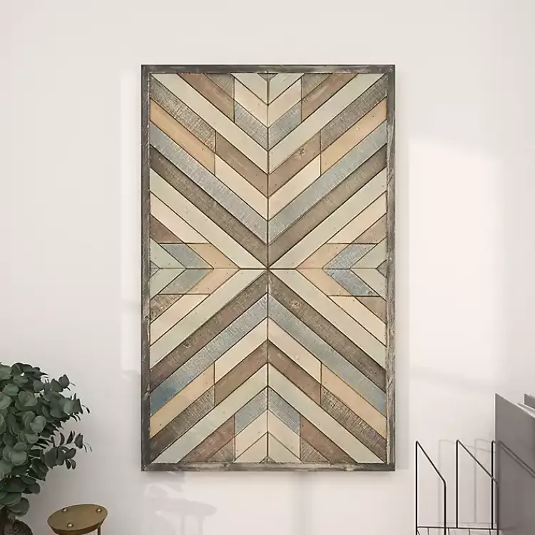 Wall Plaques-Kirklands Home Multicolor Criss Cross Chevron Wood Wall Plaque