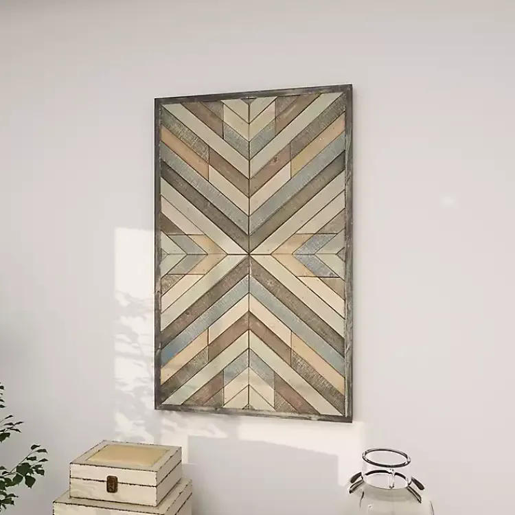 Wall Plaques-Kirklands Home Multicolor Criss Cross Chevron Wood Wall Plaque