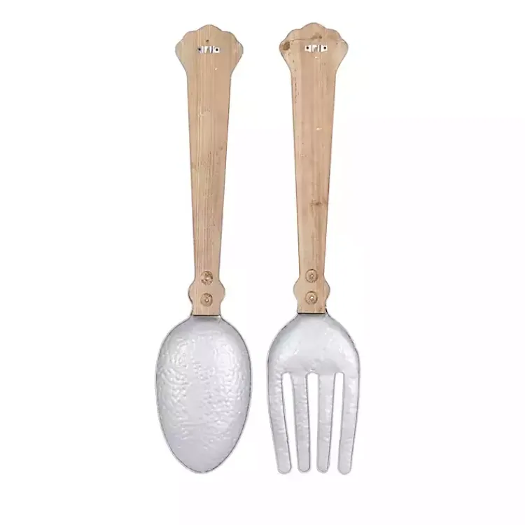 Wall Plaques-Kirklands Home Metal Utensils Wall Plaques, Set of 2 Brown