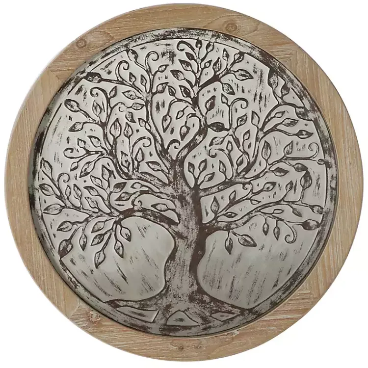 Wall Plaques-Kirklands Home Whitewashed Bronze Tree Framed Wall Plaque