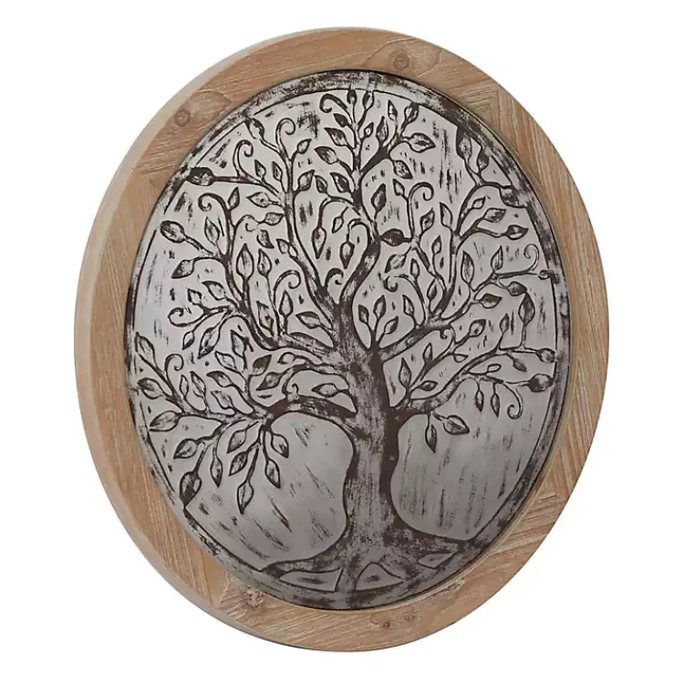 Wall Plaques-Kirklands Home Whitewashed Bronze Tree Framed Wall Plaque