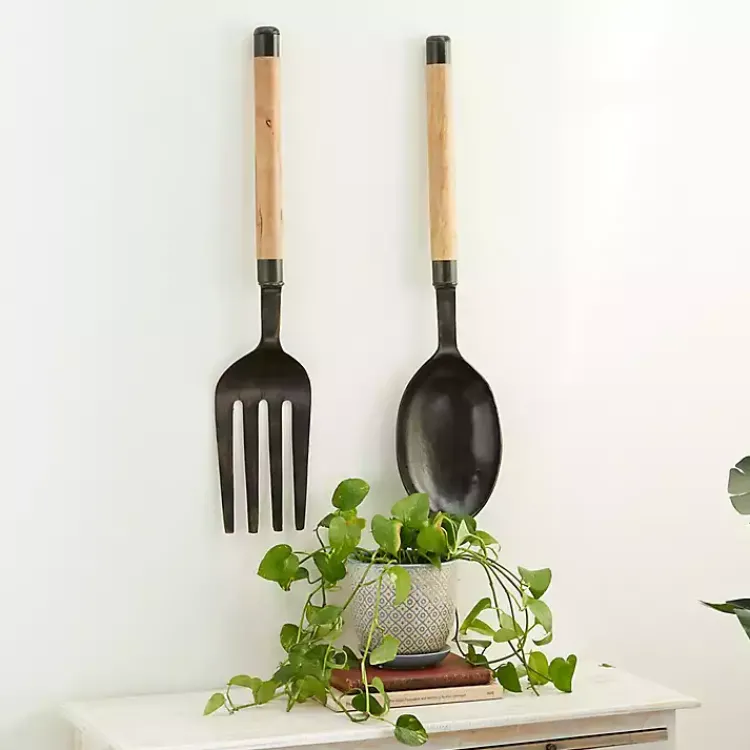 Wall Plaques-Kirklands Home Giant 2-pc. Spoon And Fork Wall Sculptures