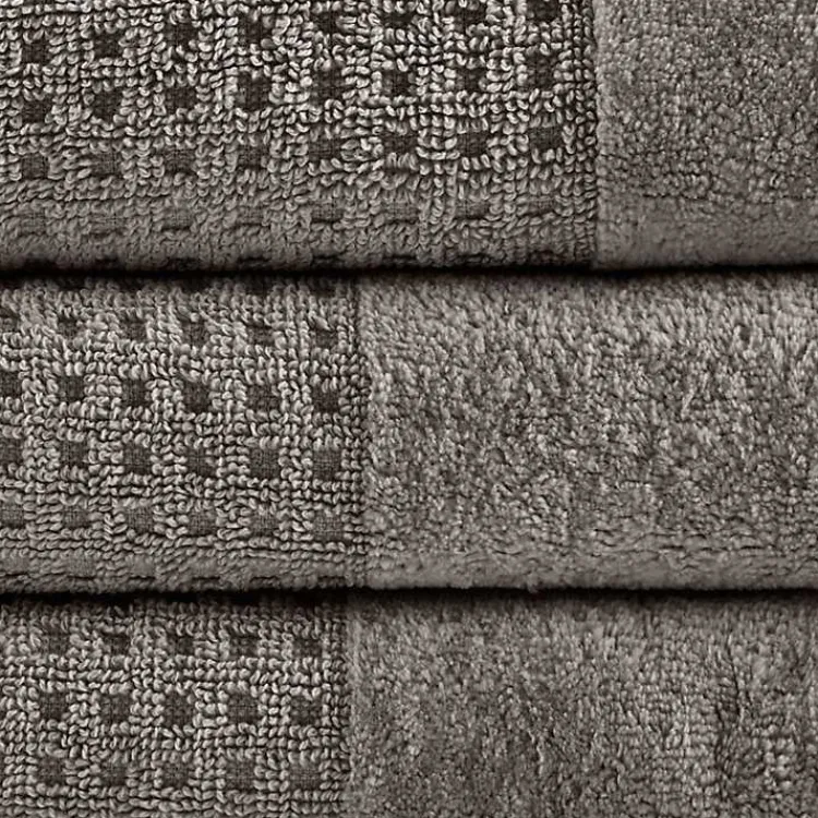 Bath Towels-Kirklands Home Charcoal 6-pc. Waffle Cotton Bath Towel Set Gray
