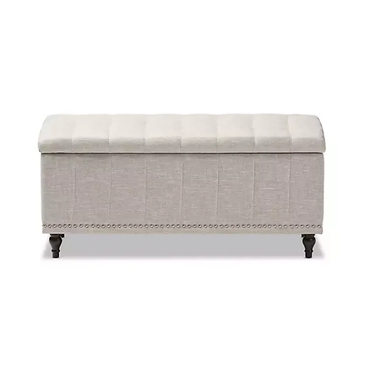 Benches & Ottomans-Kirklands Home Beige Tufted Upholstery Storage Ottoman Tan