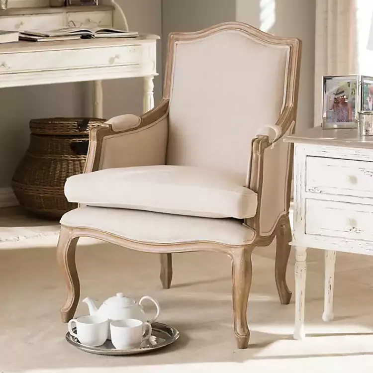 Accent Chairs-Kirklands Home Streaked Antique Accent Chair Ivory