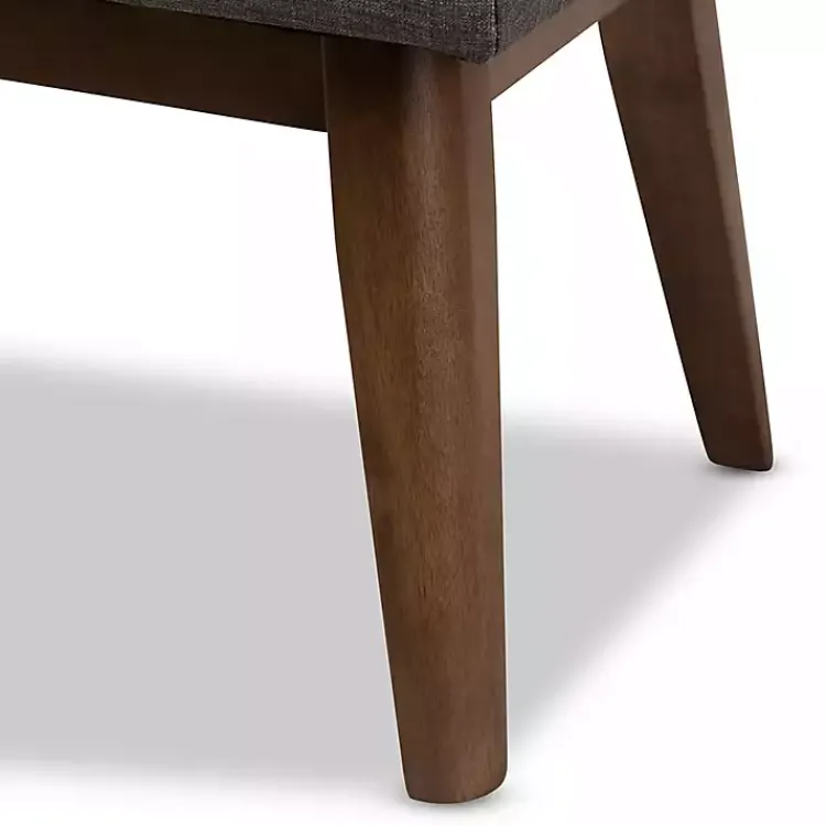 Benches & Ottomans-Kirklands Home Dark Tufted Walnut Wood Bench Gray