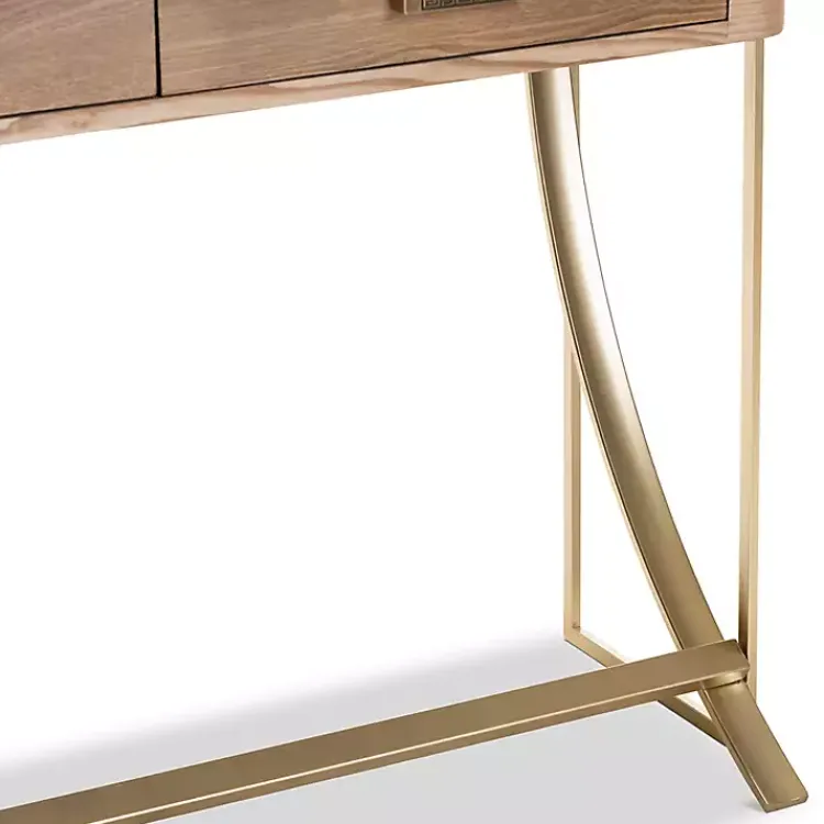Entryway Furniture-Kirklands Home Gold Metal Frame Two-Drawer Console Table