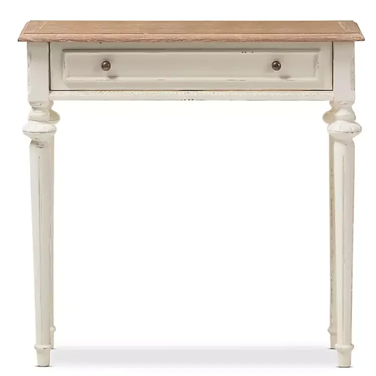 Console Tables-Kirklands Home Marquetterie Whitewashed Oak Top Console Table