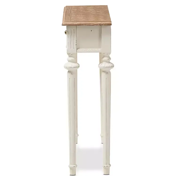 Console Tables-Kirklands Home Marquetterie Whitewashed Oak Top Console Table