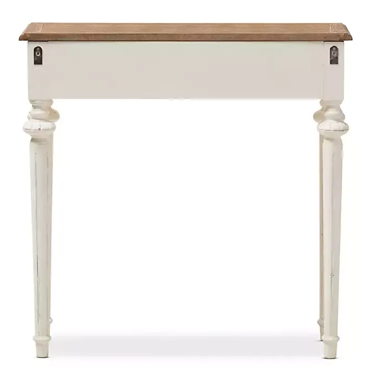 Console Tables-Kirklands Home Marquetterie Whitewashed Oak Top Console Table