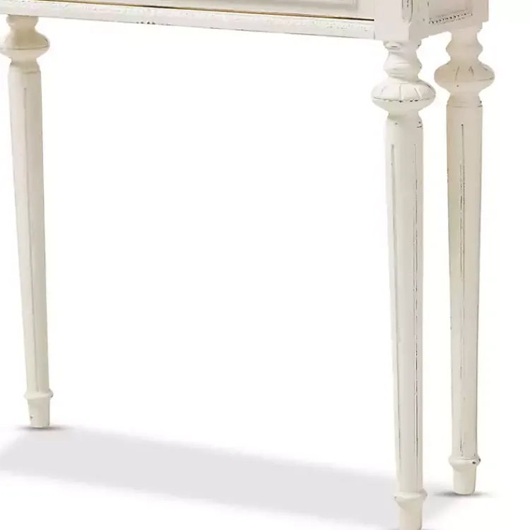 Console Tables-Kirklands Home Marquetterie Whitewashed Oak Top Console Table