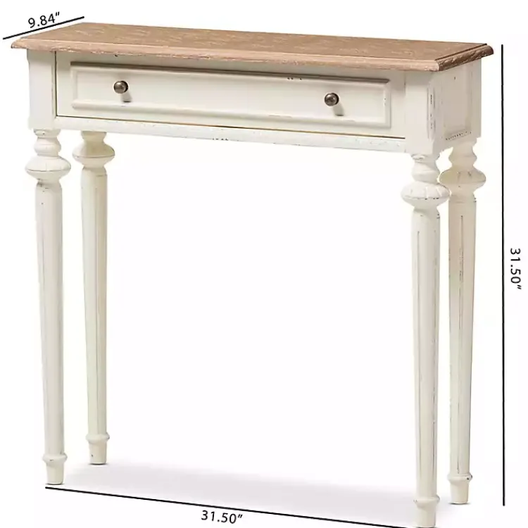 Console Tables-Kirklands Home Marquetterie Whitewashed Oak Top Console Table