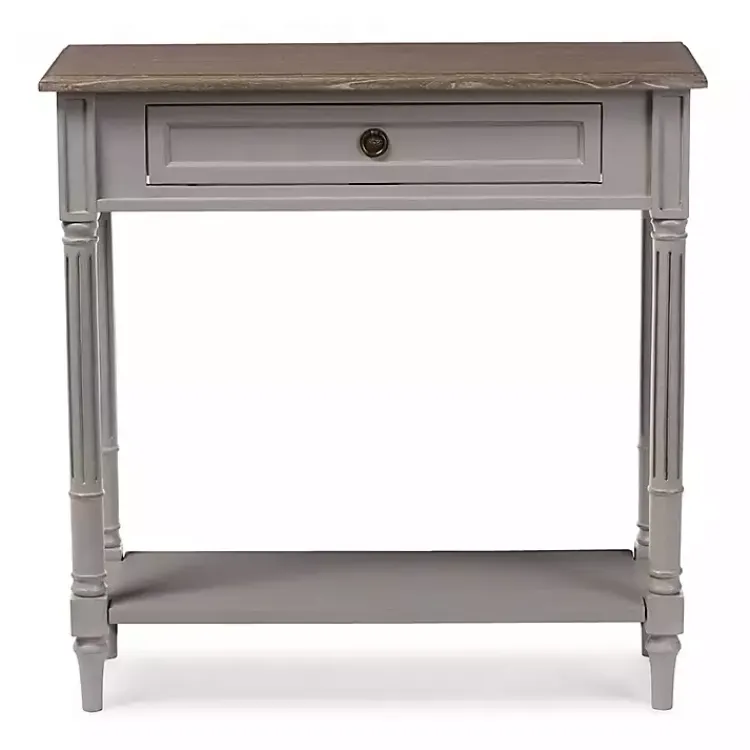 Console Tables-Kirklands Home Edward Gray Mindi Wood Fluted Console Table