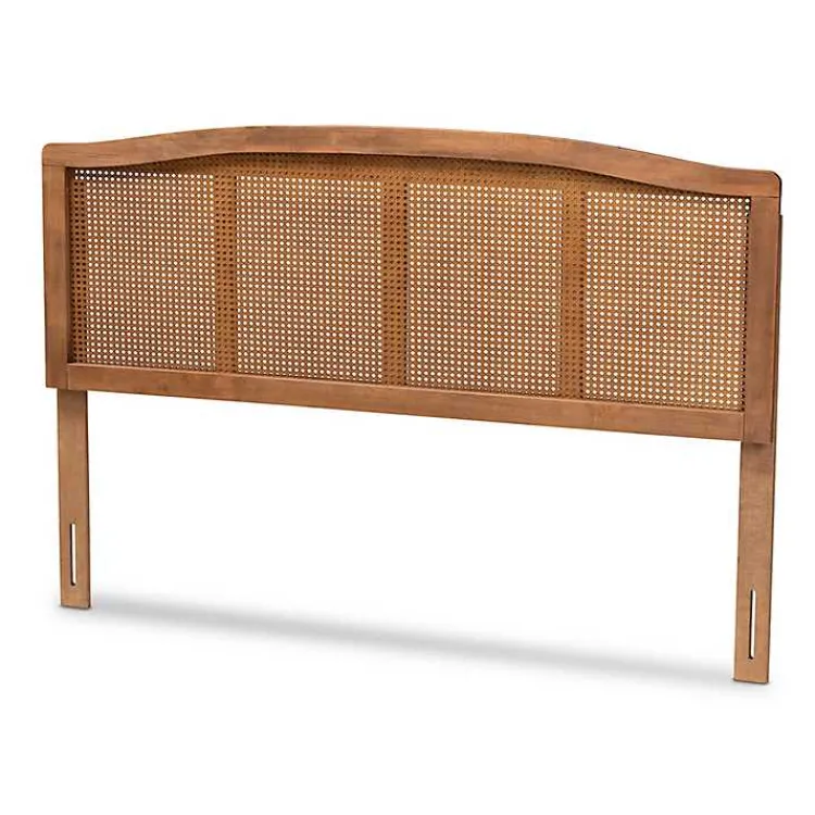 Beds & Headboards-Kirklands Home Ash Walnut Woven Rattan Queen Headboard Brown