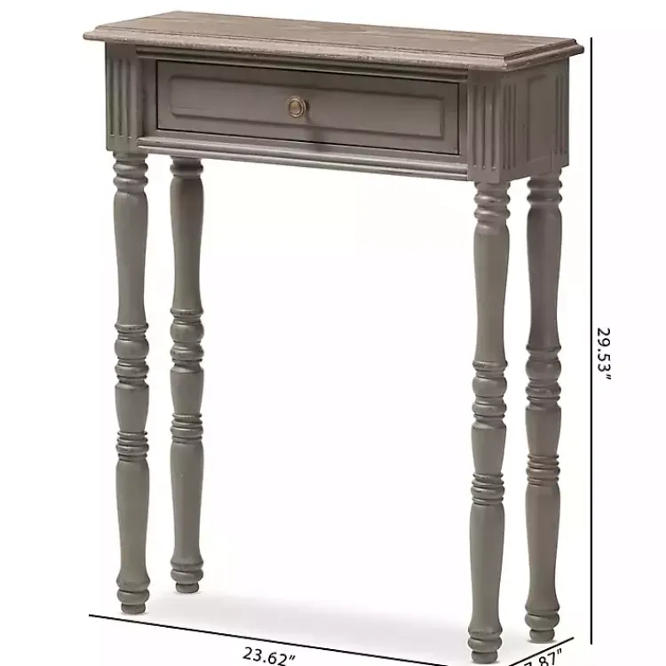 Console Tables-Kirklands Home Tan and Gray Ornate Ball Turned Console Table