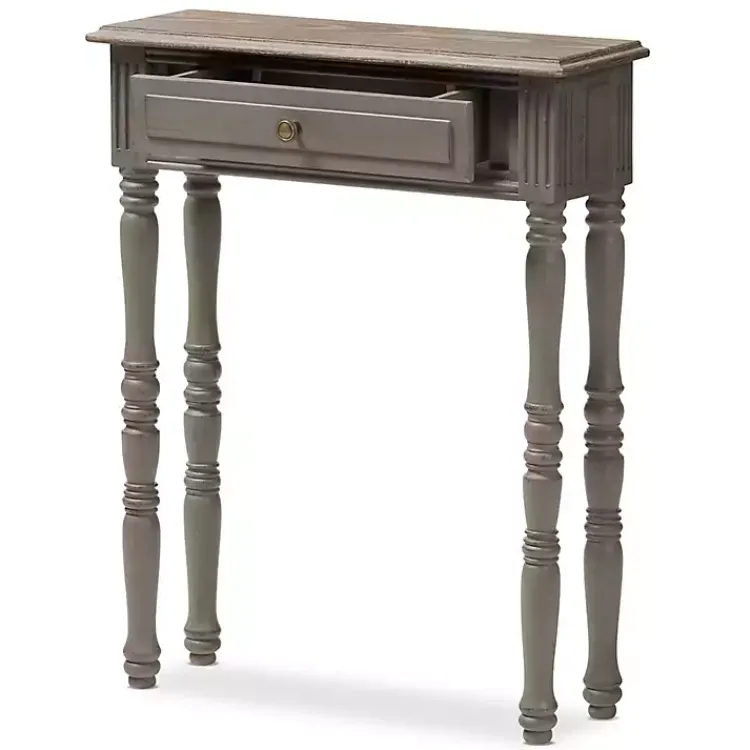 Console Tables-Kirklands Home Tan and Gray Ornate Ball Turned Console Table