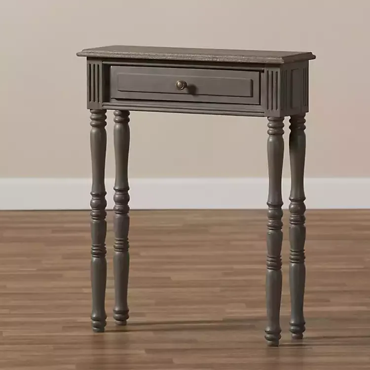 Console Tables-Kirklands Home Tan and Gray Ornate Ball Turned Console Table