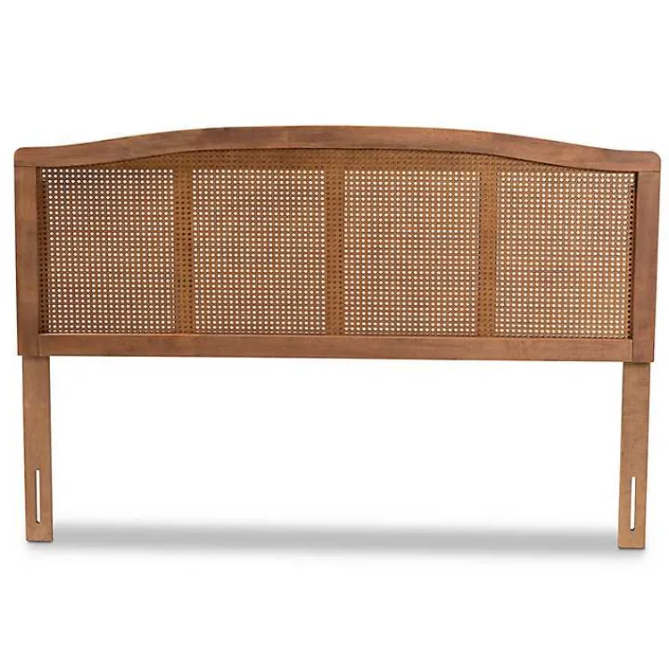 Beds & Headboards-Kirklands Home Ash Walnut Woven Rattan King Headboard Brown