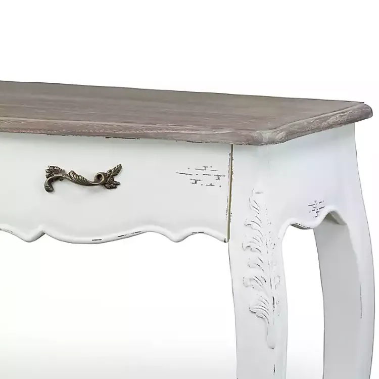 Console Tables-Kirklands Home Distressed Streaked Console Table Ivory