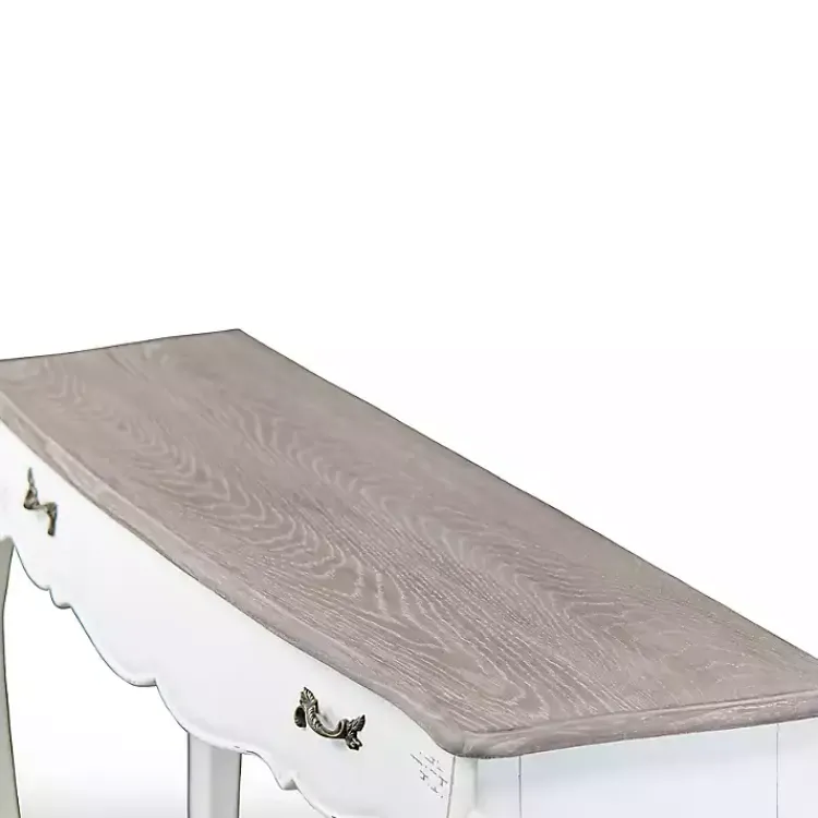Console Tables-Kirklands Home Distressed Streaked Console Table Ivory