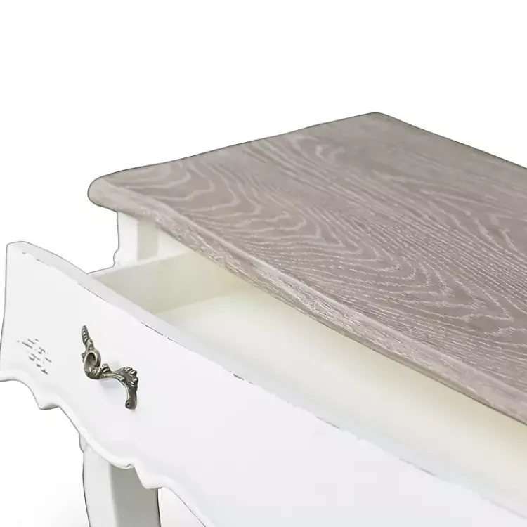 Console Tables-Kirklands Home Distressed Streaked Console Table Ivory